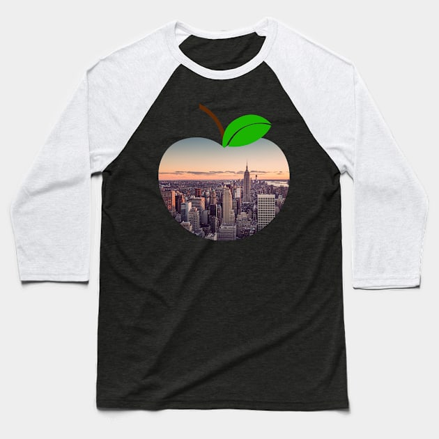 Manhattan Neighborhood New York Big City Apple Baseball T-Shirt by twizzler3b